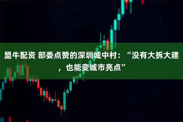 盟牛配资 部委点赞的深圳城中村：“没有大拆大建，也能变城市亮点”