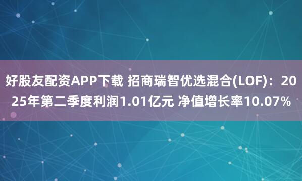 好股友配资APP下载 招商瑞智优选混合(LOF)：2025年第二季度利润1.01亿元 净值增长率10.07%