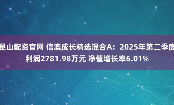 昆山配资官网 信澳成长精选混合A：2025年第二季度利润2781.98万元 净值增长率6.01%